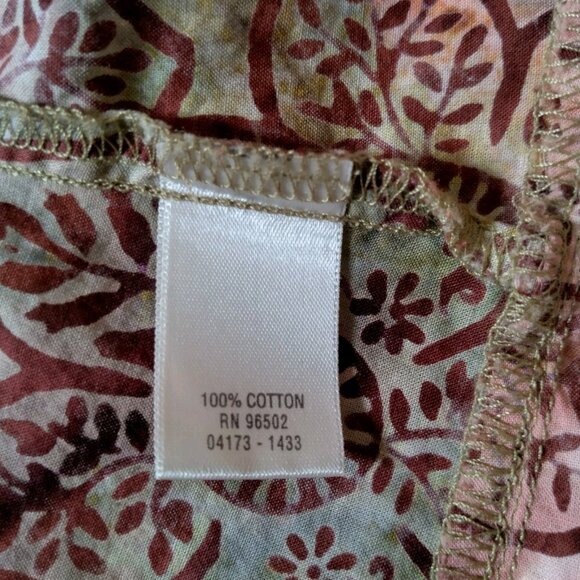 Christopher & Banks Blouse Shirt Medium Batik Floral Brown Pink Hippie Fairy - Picture 6 of 16